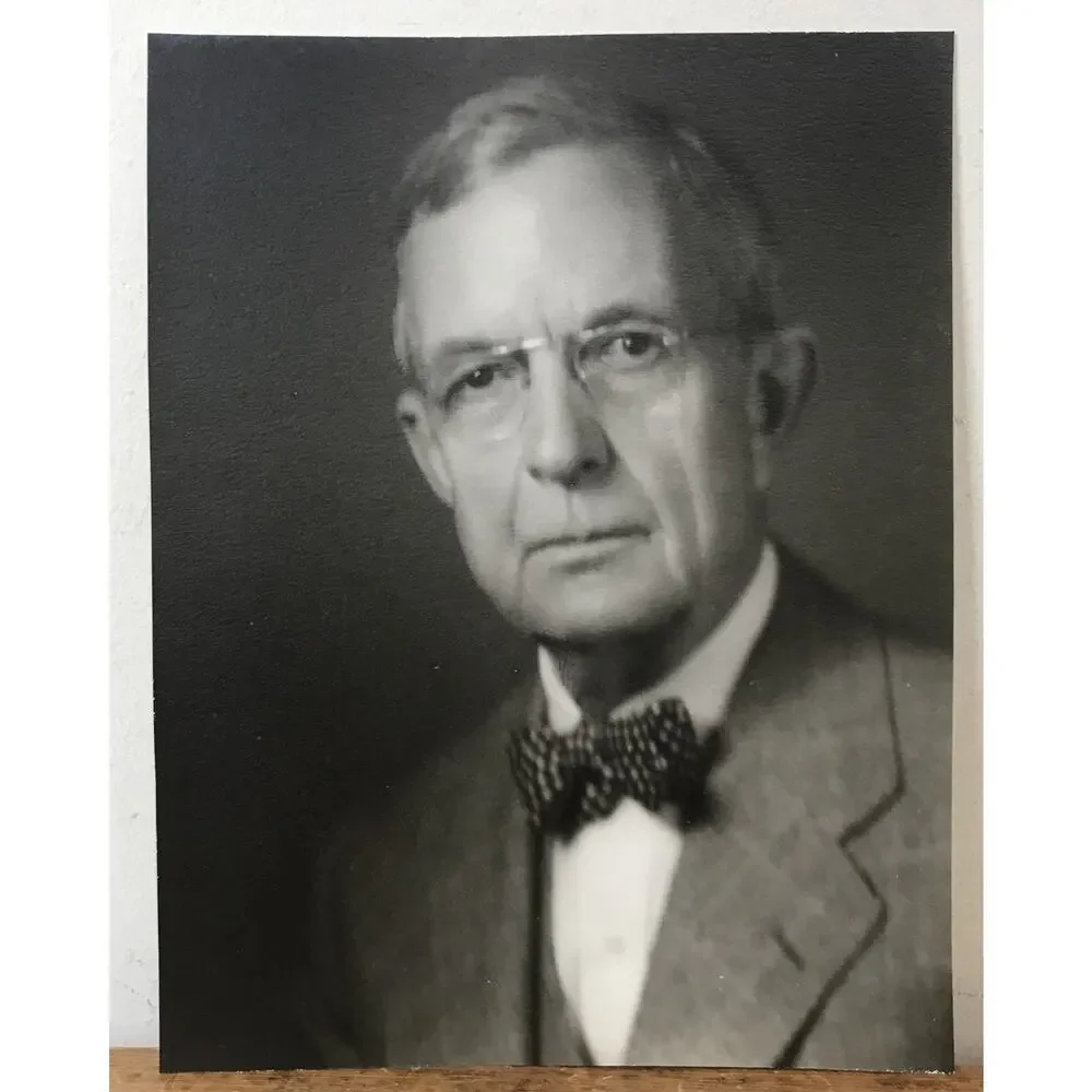 Vintage 40s Antique Sepia Black White Man Bow Tie Wool Suit Portrait Photograph
